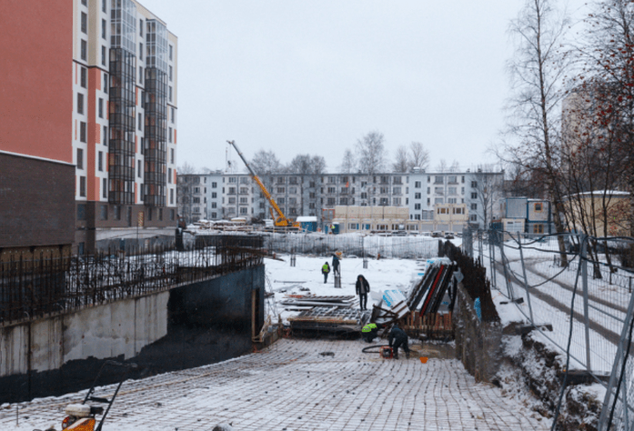 Строительство паркинга в ЖК «Сандэй» (январь 2015)